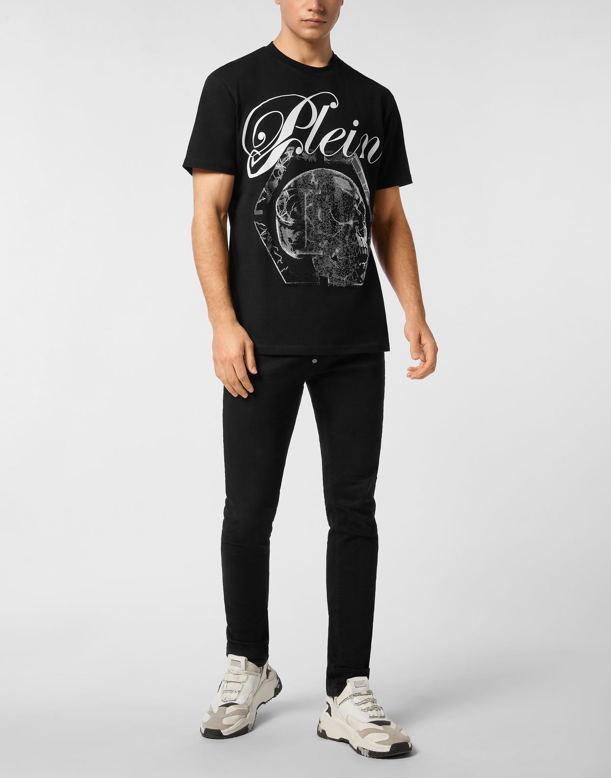 Philipp Plein｜Round Neck T-Shirt Marble Skull 男款T恤
