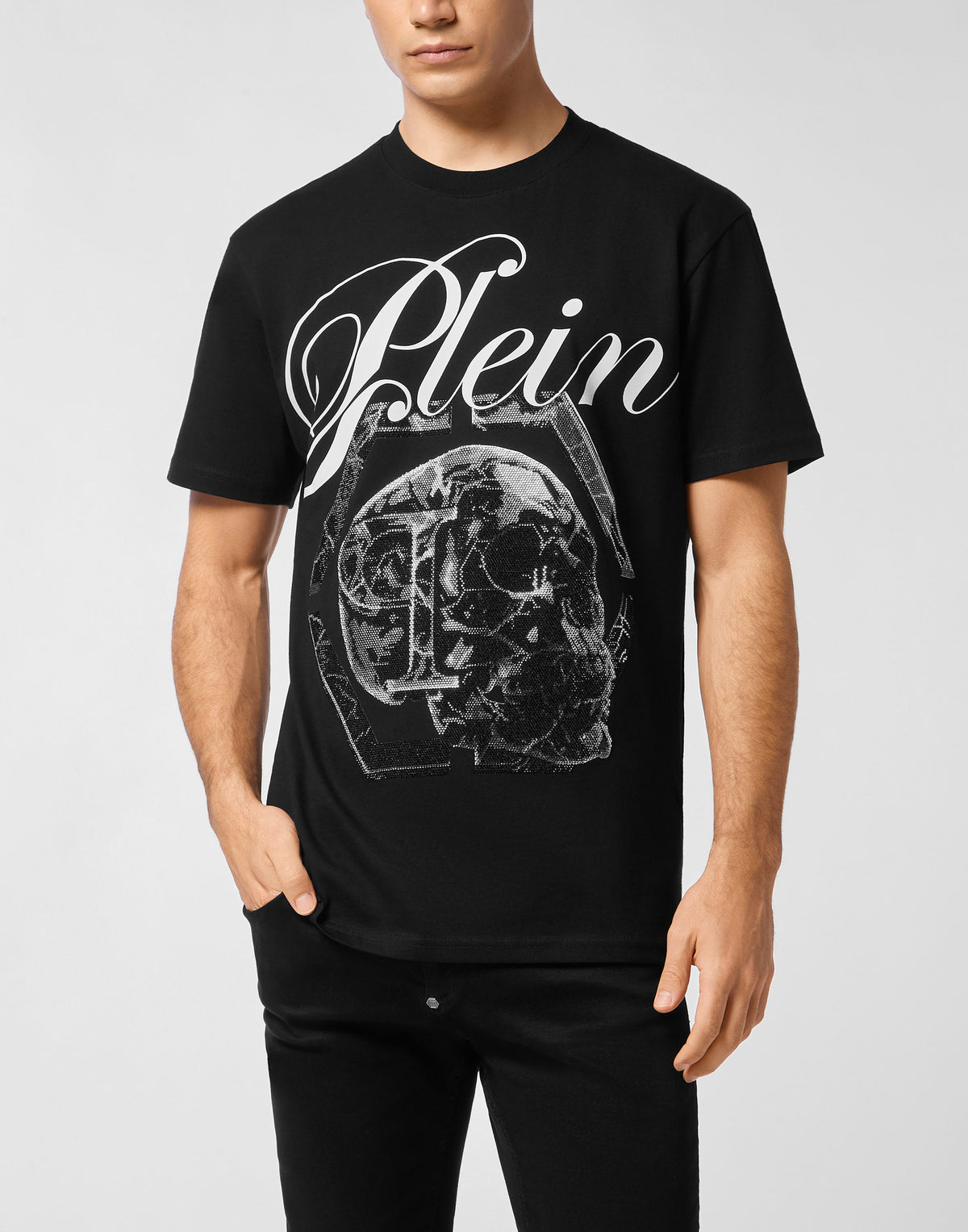 Philipp Plein｜Round Neck T-Shirt Marble Skull 男款T恤