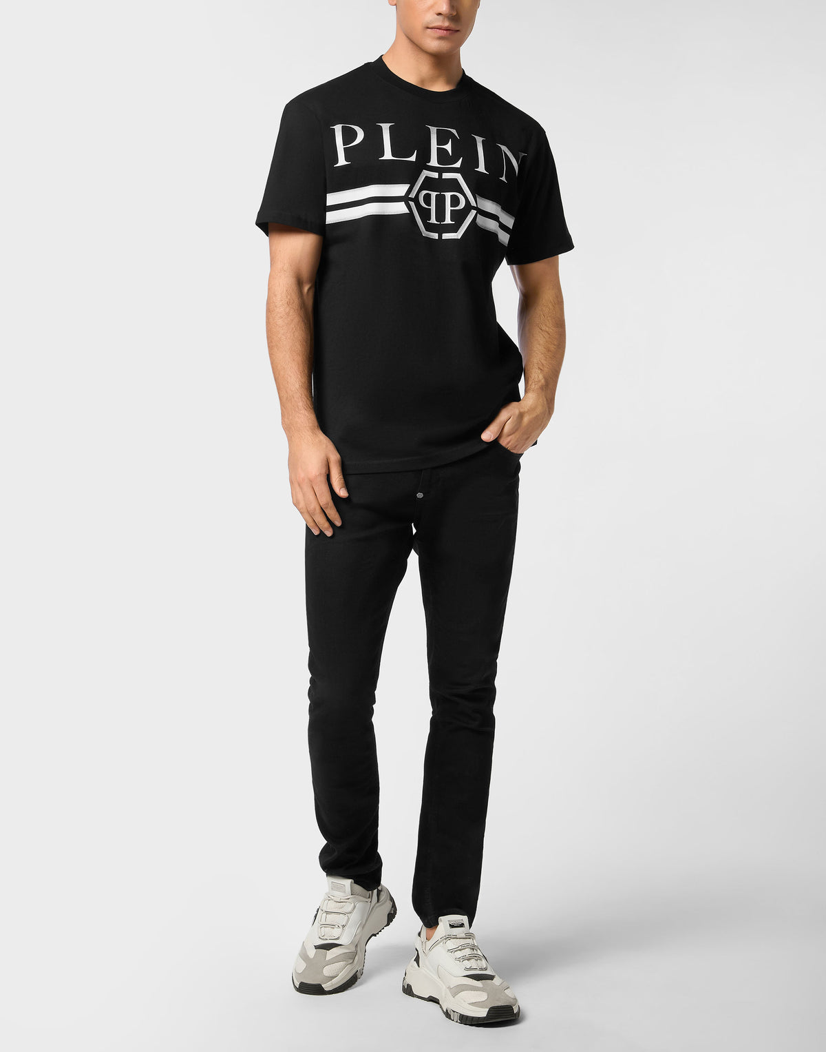 Philipp Plein｜Round Neck T-Shirt Stripes 男款T恤
