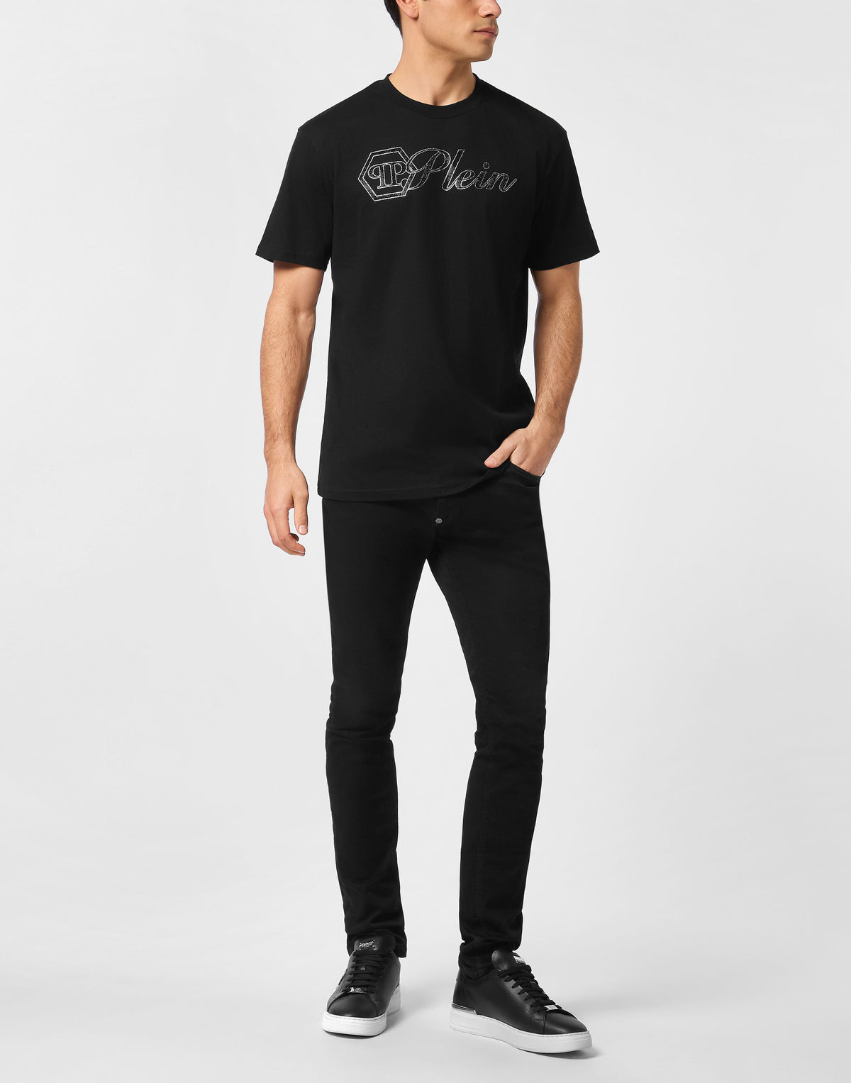Philipp Plein｜Round Neck T-Shirt Full Of Stones Plein 男款T恤