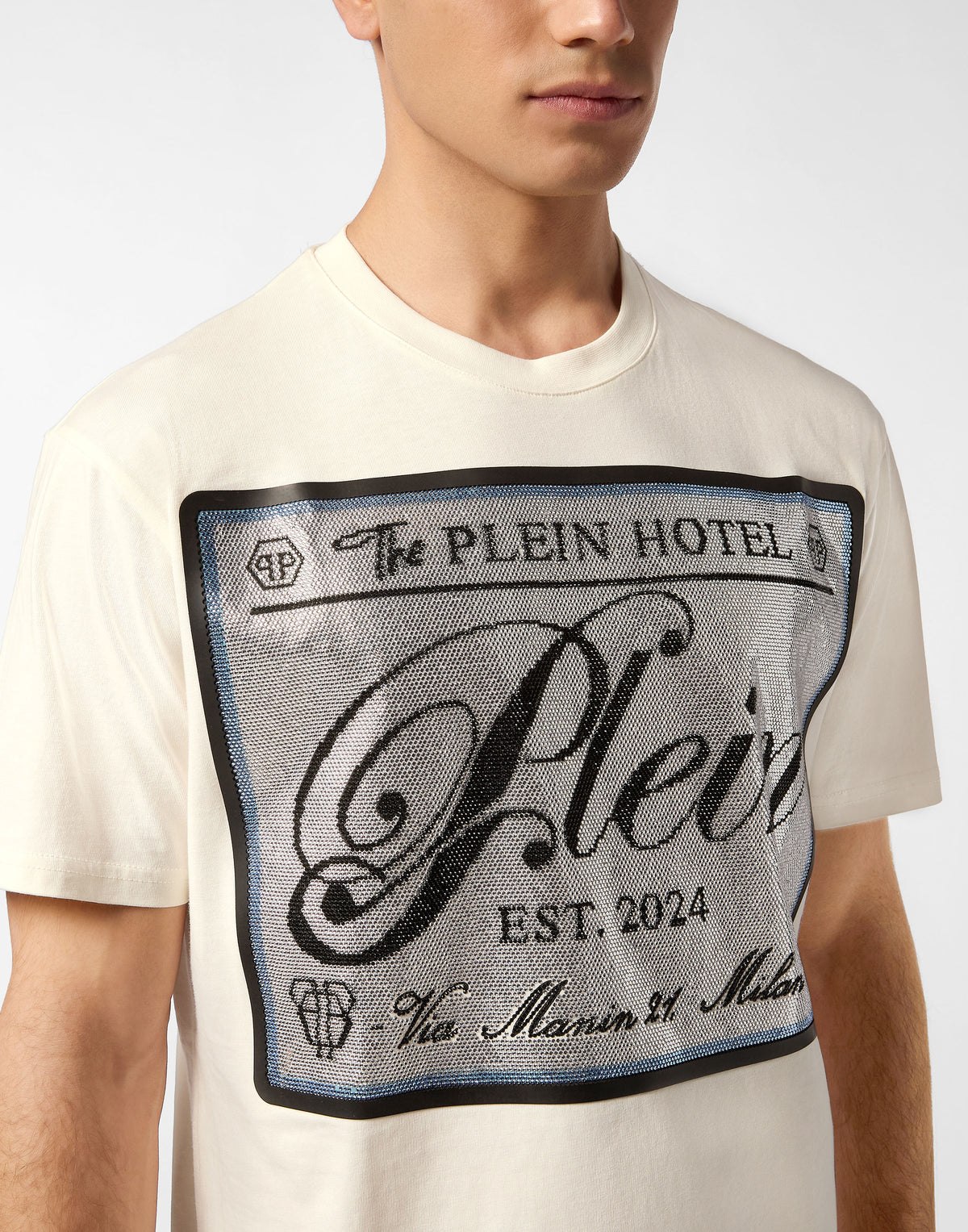 Philipp Plein｜Round Neck T-Shirt Patch Stones 男款T恤