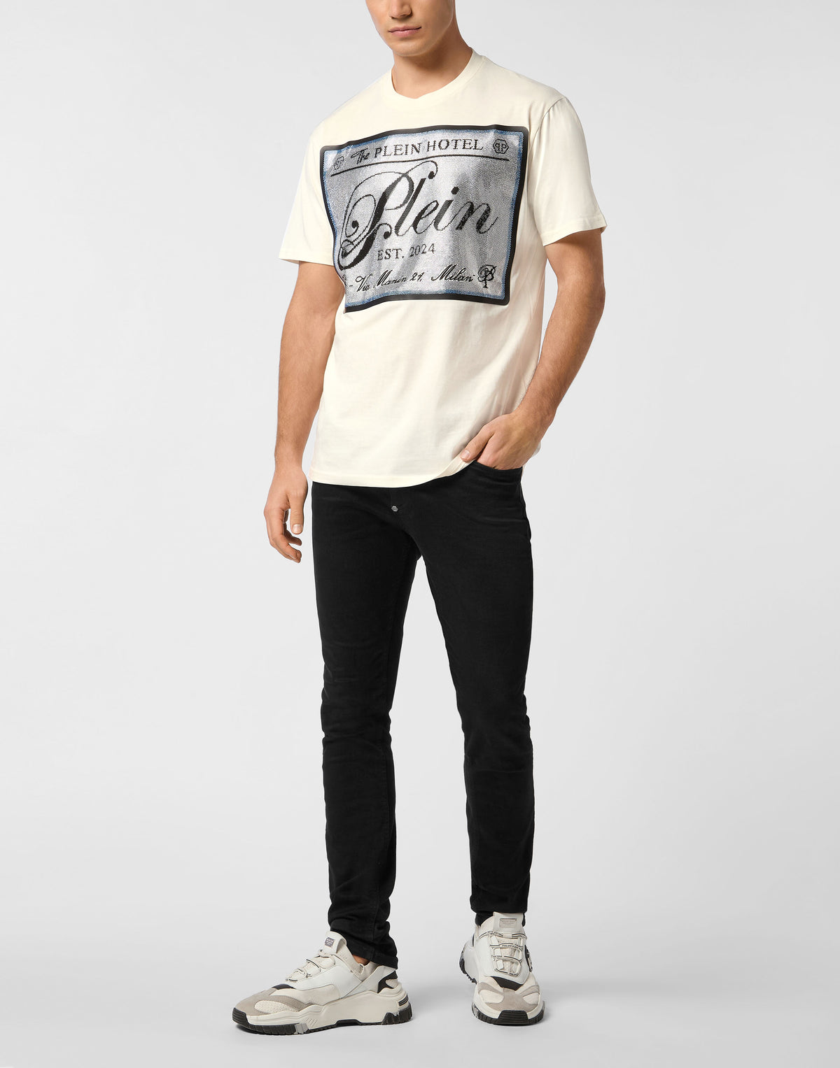 Philipp Plein｜Round Neck T-Shirt Patch Stones 男款T恤