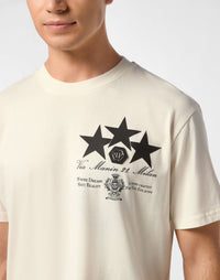 Philipp Plein｜Round Neck T-Shirt Leather Patch Stars 男款T恤
