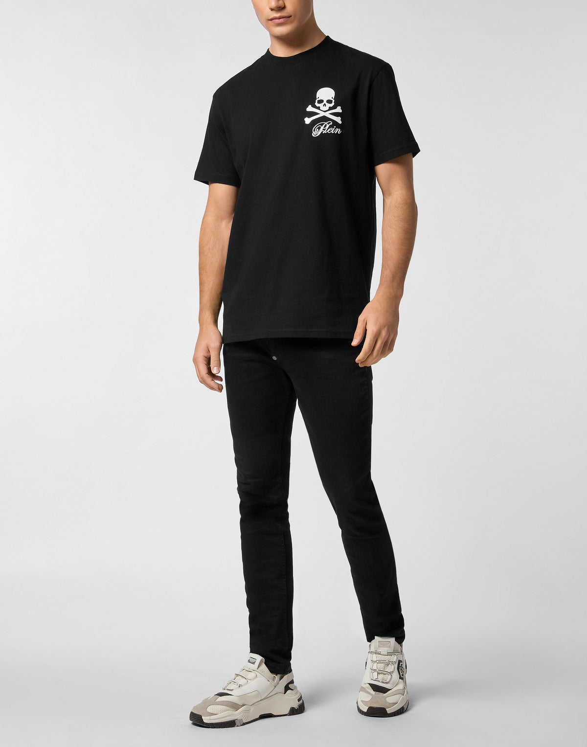 Philipp Plein｜Printed Round Neck T-Shirt Skull & Bones 男款T恤