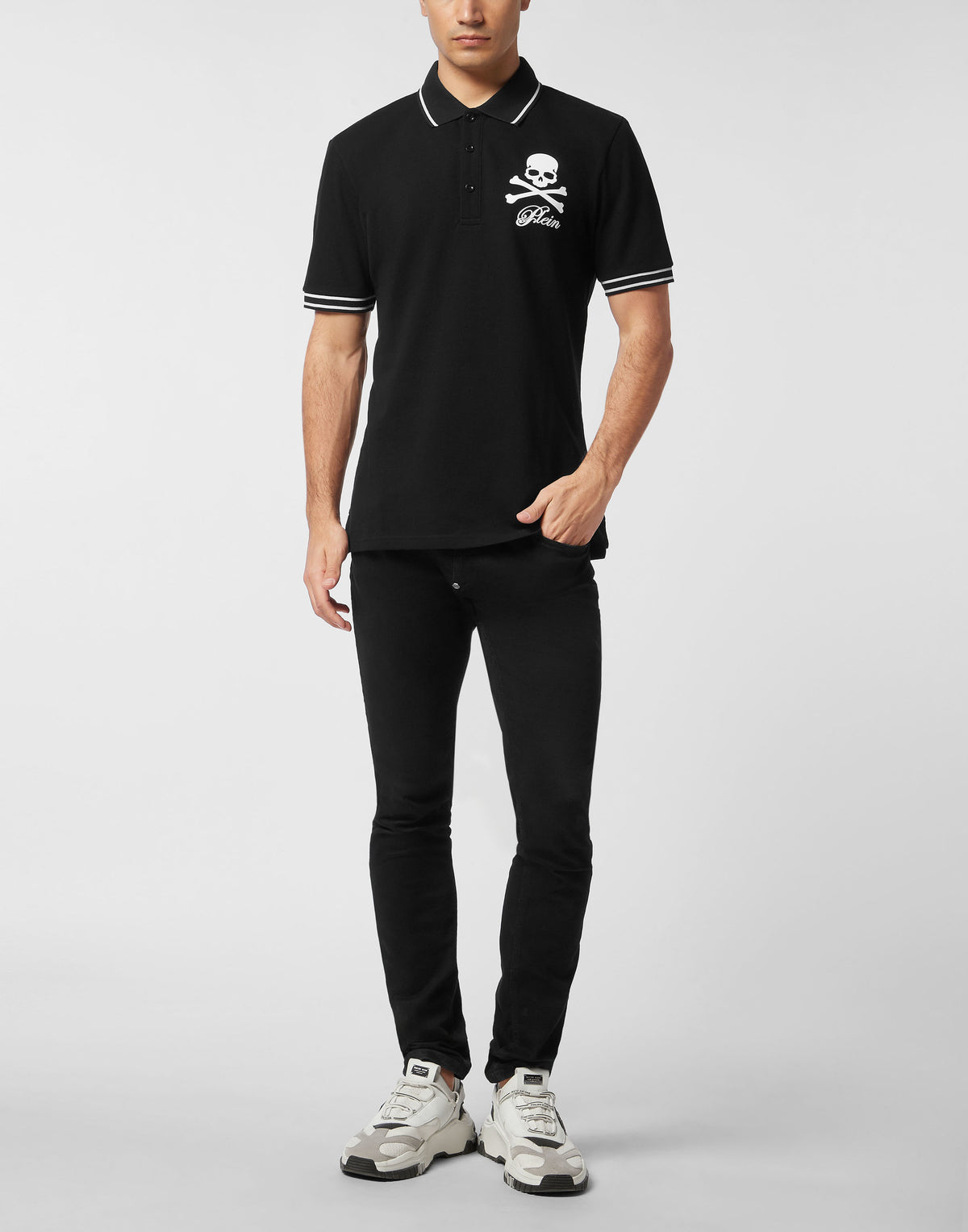Philipp Plein｜Piquet Polo Shirt Skull & Bones 男款Polo衫