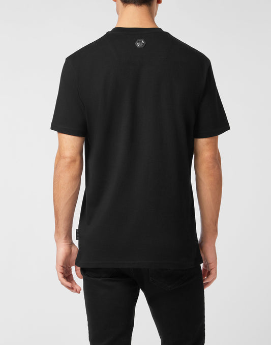 Cotton Round Neck T-Shirt Chrome Plein