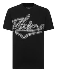 PHILIPP PLEIN Cotton Round Neck T-Shirt Chrome Plein
