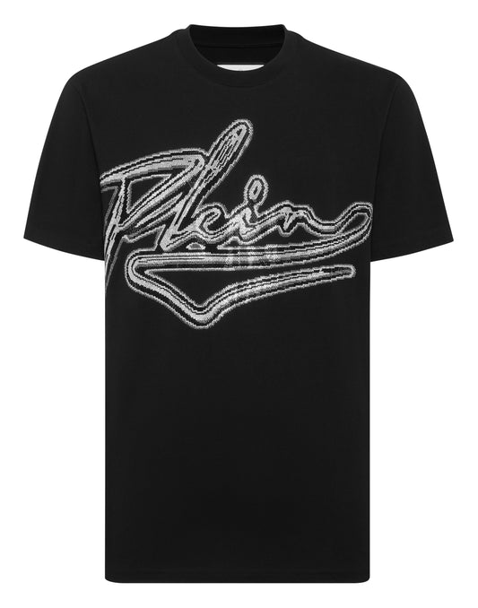 Cotton Round Neck T-Shirt Chrome Plein