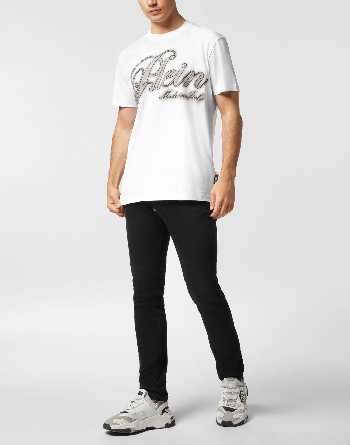 Philipp Plein｜T-Shirt Basic Strass Signature 男款T恤