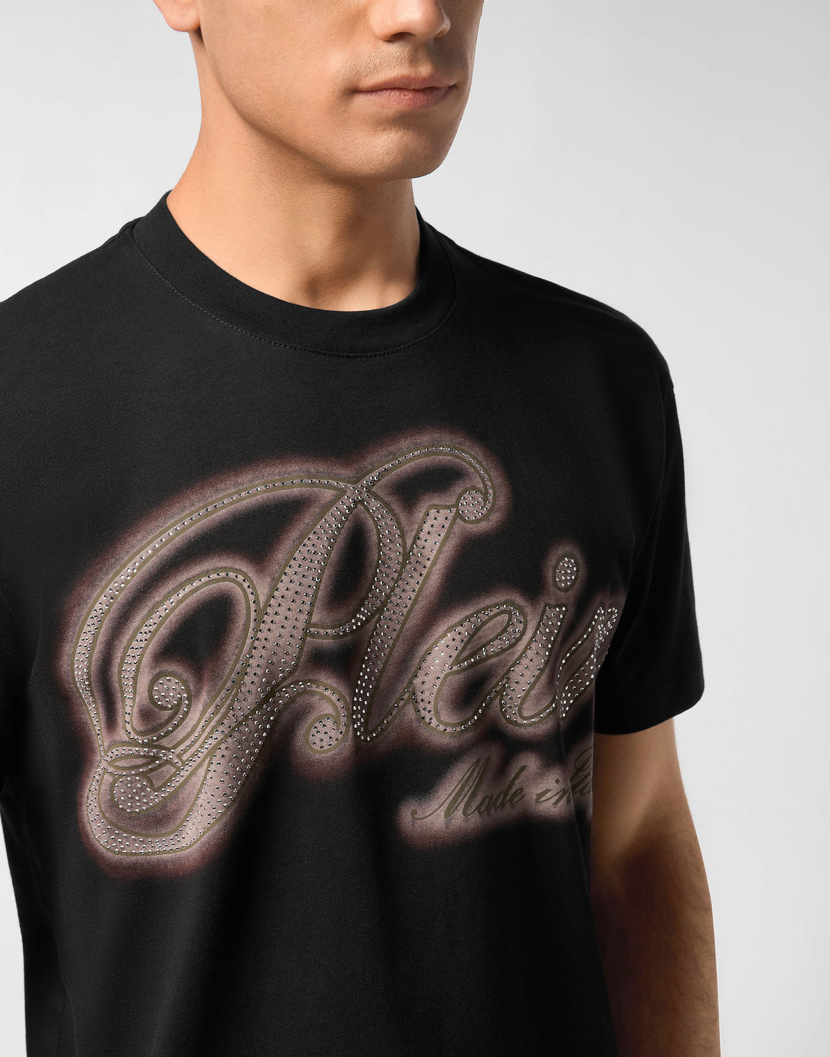 Philipp Plein｜T-Shirt Basic Strass Signature 男款T恤
