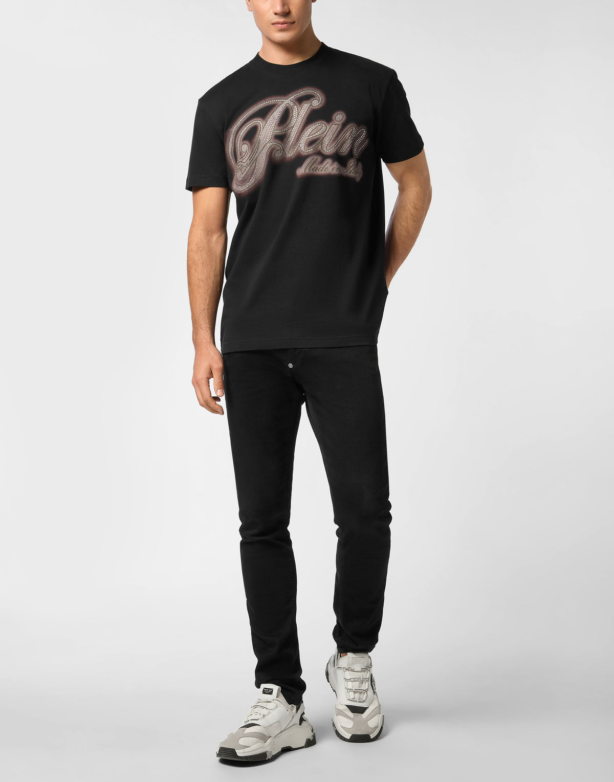 Philipp Plein｜T-Shirt Basic Strass Signature 男款T恤