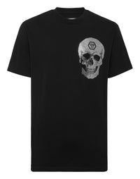 PHILIPP PLEIN Round Neck Heavy Cotton T-Shirt Crystal Skull