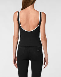 Philipp Plein｜Cotton Rib Tank Top Hexagon 女款上衣