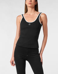 Philipp Plein｜Cotton Rib Tank Top Hexagon 女款上衣
