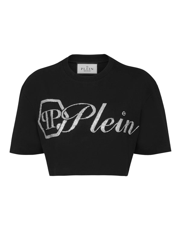 PHILIPP PLEIN Cropped T-Shirt Crystal Signature
