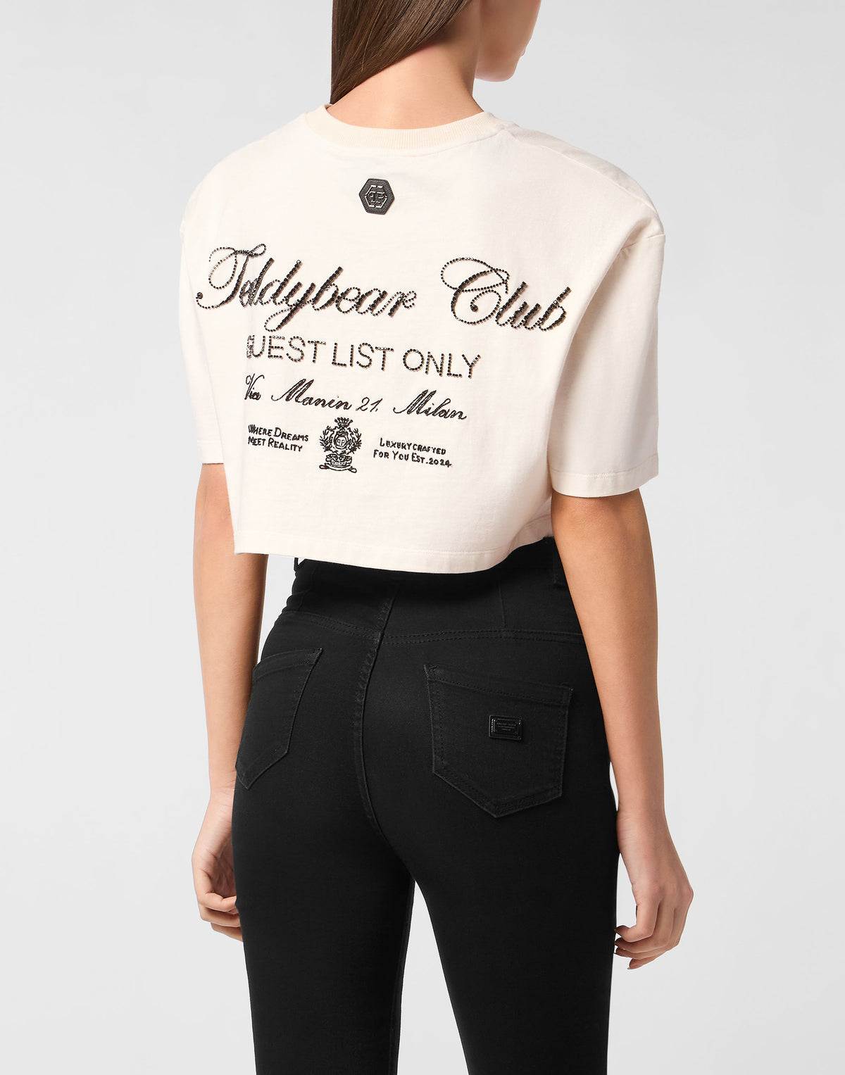 Philipp Plein｜Cropped T-shirt Teddy Beach 女款T恤