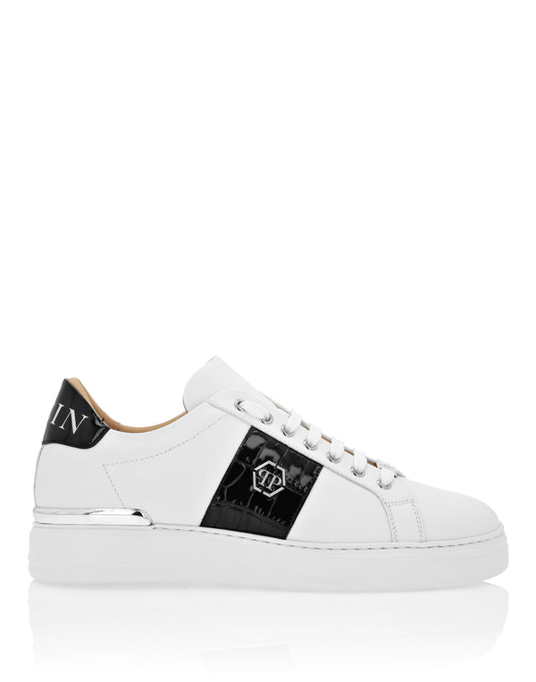 PHILIPP PLEIN 混皮低筒球鞋 側面 鱷魚紋壓紋