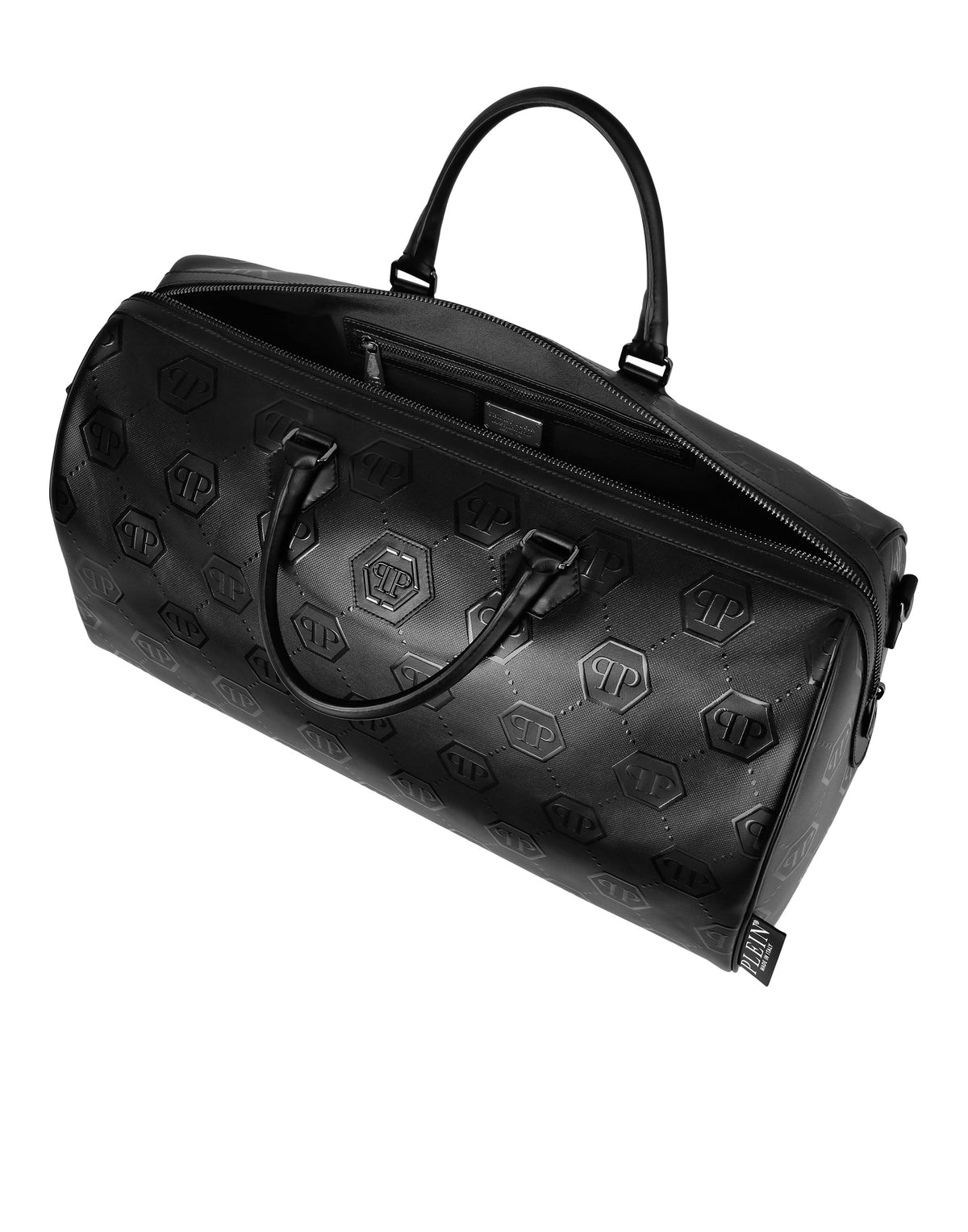 Philipp Plein Nappa Weekend Bag 開口拉鍊與內部收納空間展示