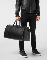 Philipp Plein Nappa Handle Bag Embossed Monogram 全黑皮革旅行袋使用示範