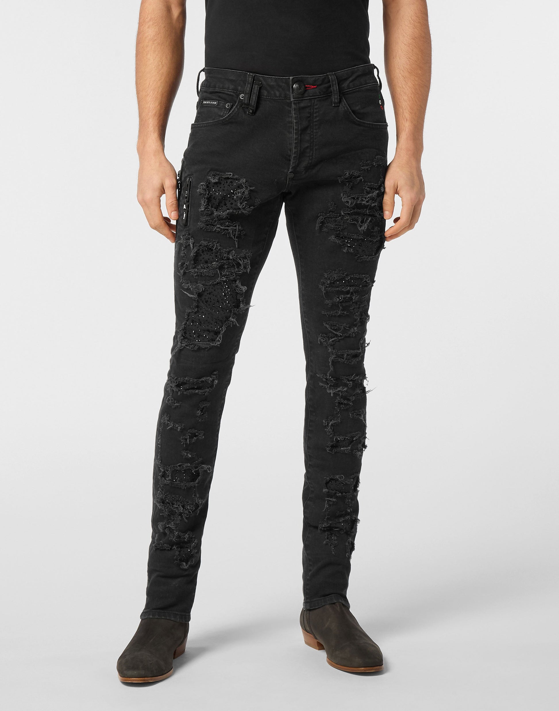 Philipp Plein Rock Star Strass 牛仔褲側面版型 Rockstar修身剪裁