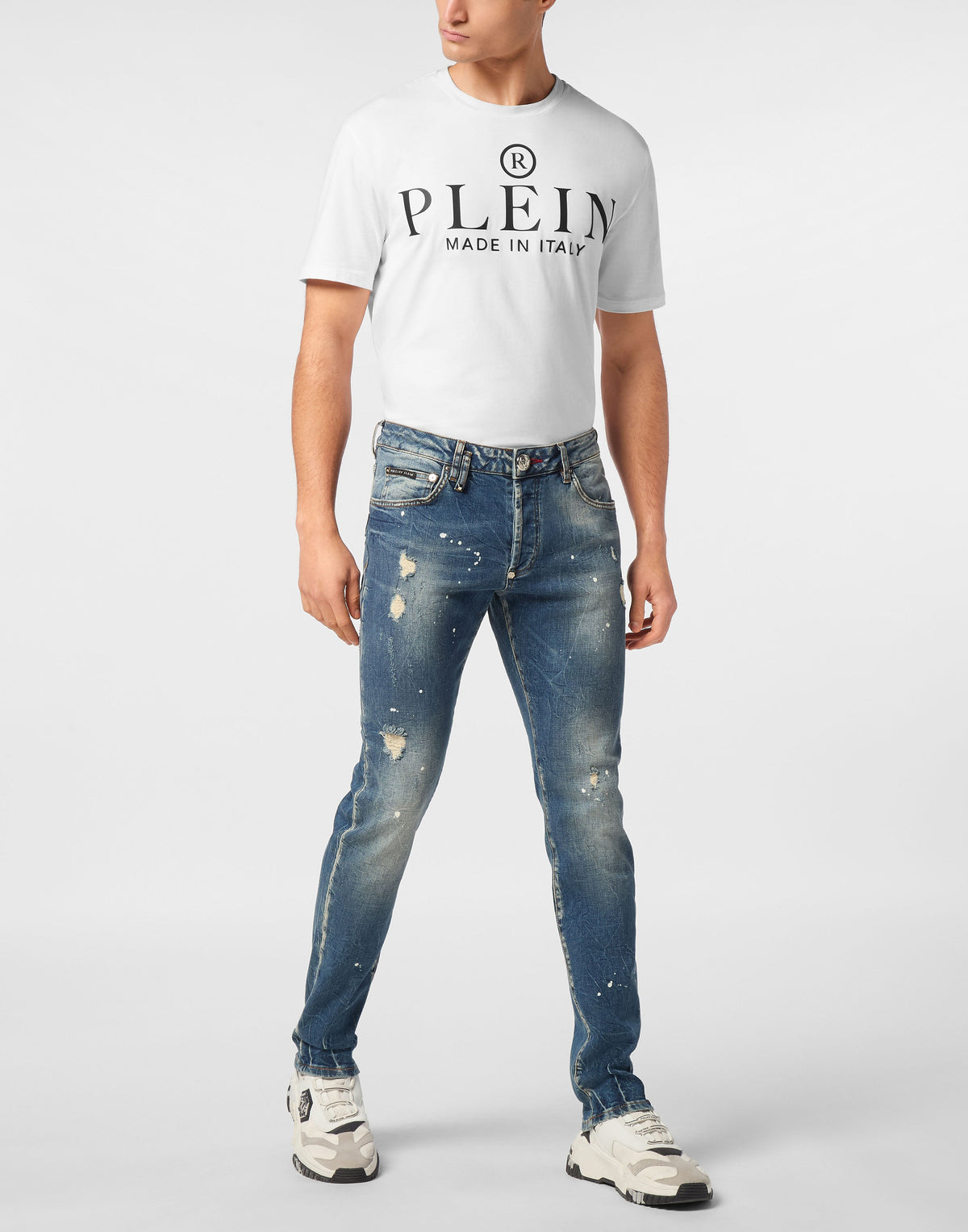 Philipp Plein Super Straight Studs 潑漆男款穿搭示範 189cm 32號