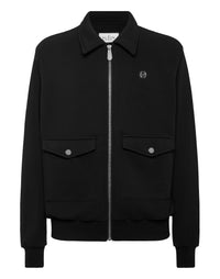 Philipp Plein Jacket Coster 全黑雙胸口袋金屬徽章翻領夾克外套 男款正面