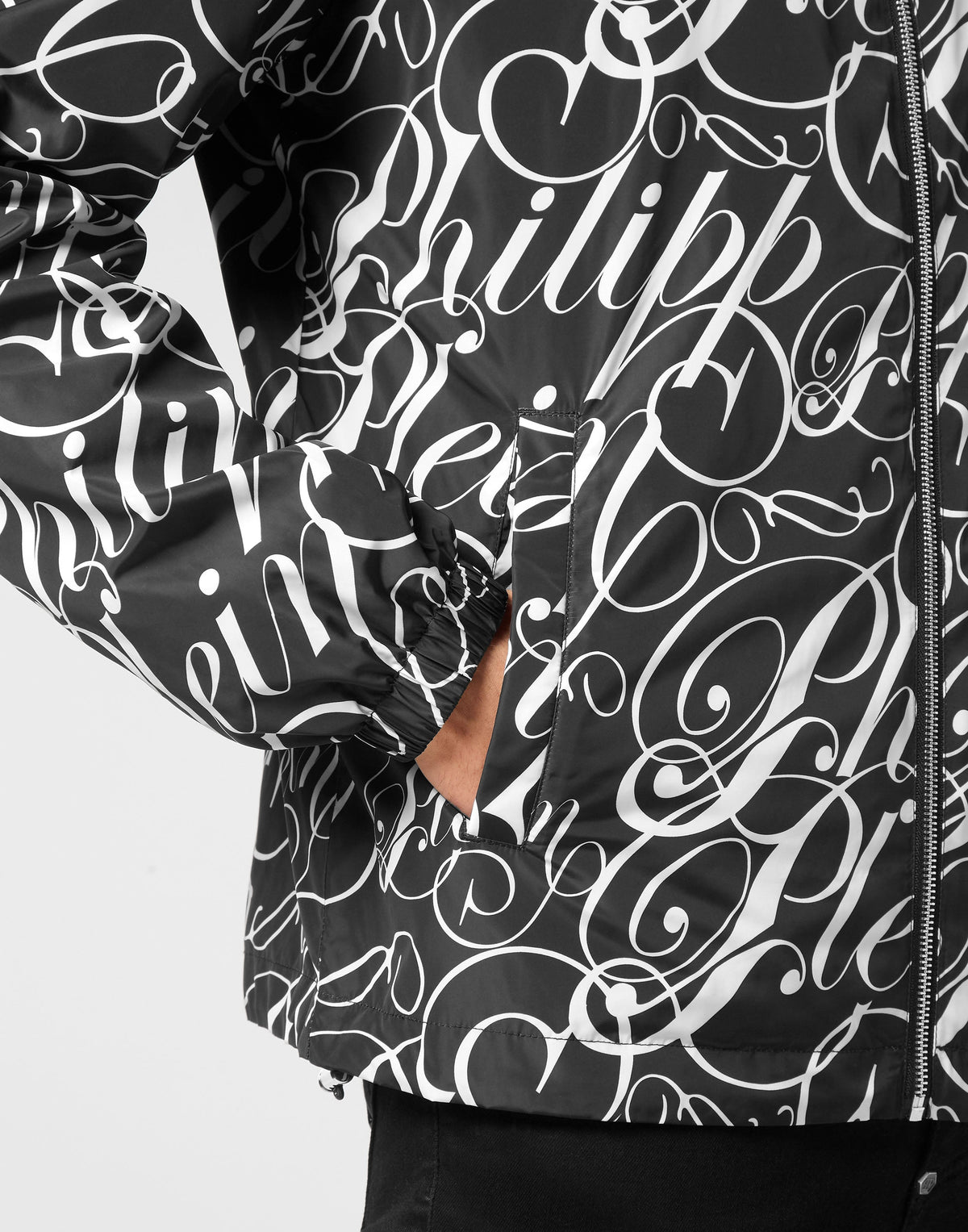 Philipp Plein Nylon Jacket 拉鍊與口袋細節特寫