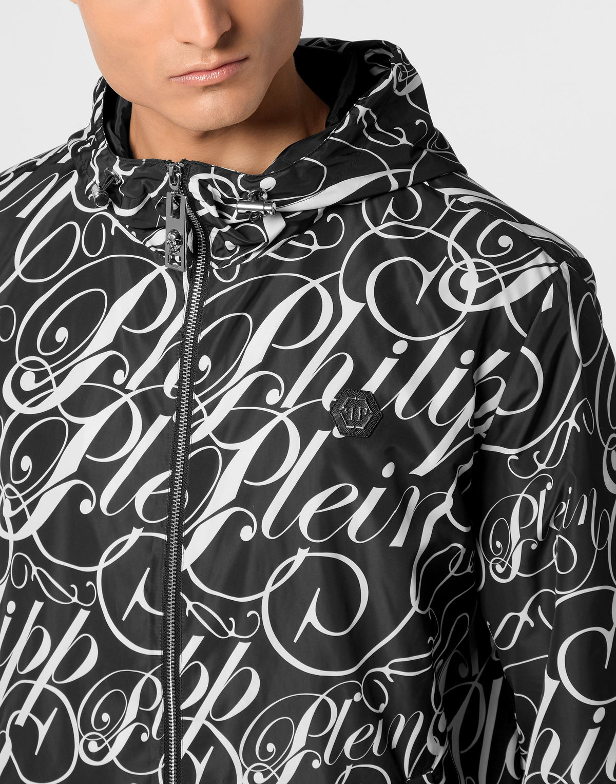 Philipp Plein 男款印花連帽外套穿搭示範 189cm L號