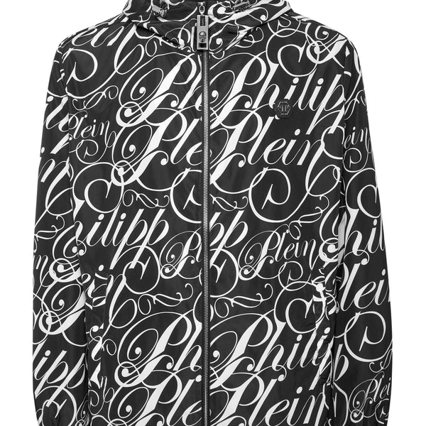 Philipp Plein｜Nylon Jacket 滿版Logo印花連帽風衣外套 男款