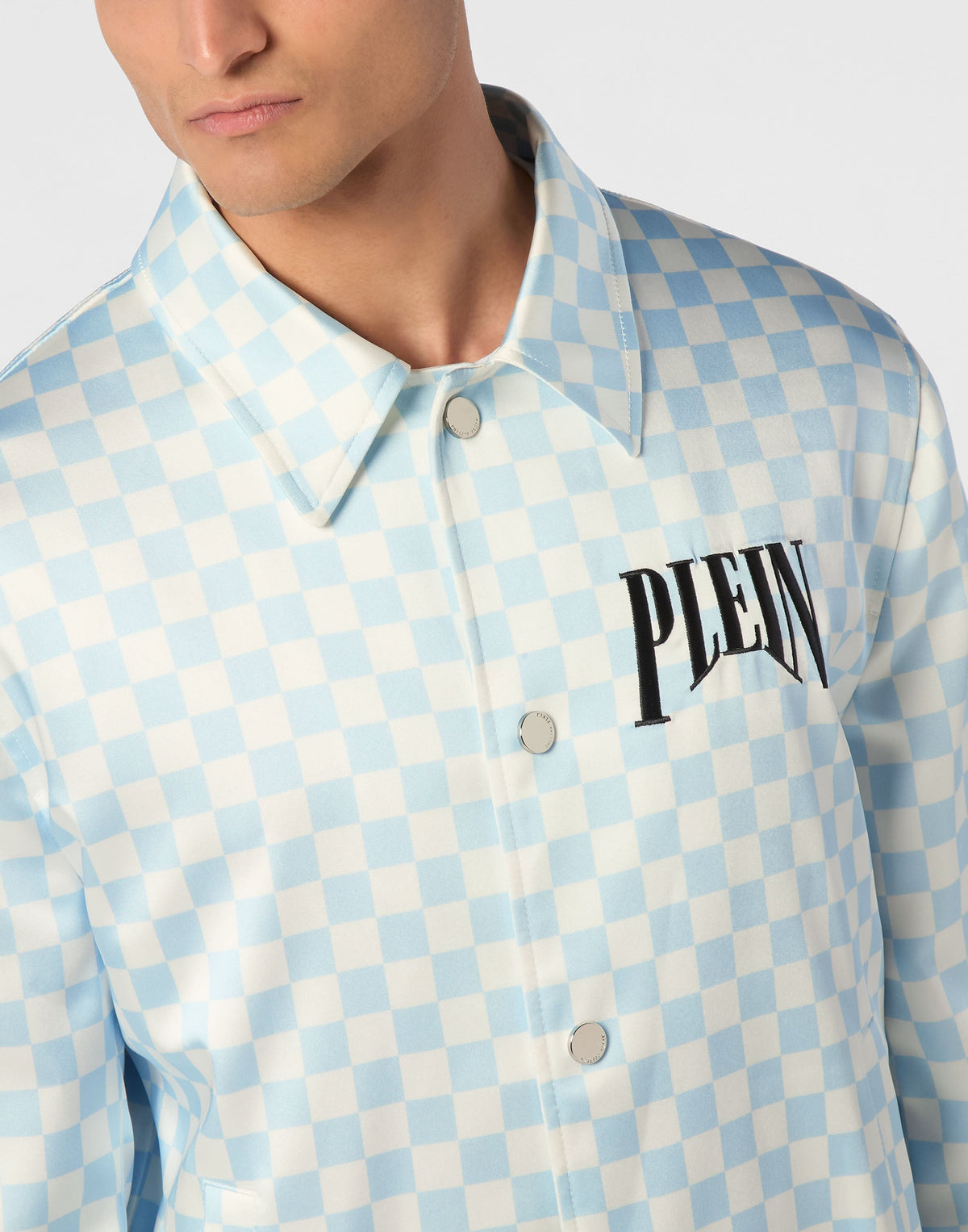 hilipp Plein Satin Coster Jacket 棋盤格外套側面版型展示