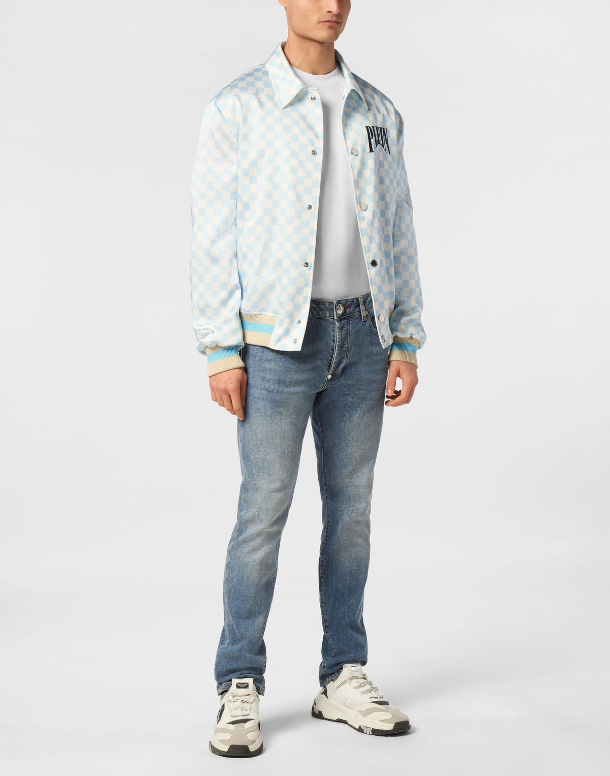 Philipp Plein Satin Coster Jacket 男款棋盤格外套穿搭示範