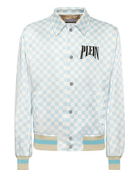 Philipp Plein Satin Coster Jacket 淡藍白棋盤格緞面外套 男款正面