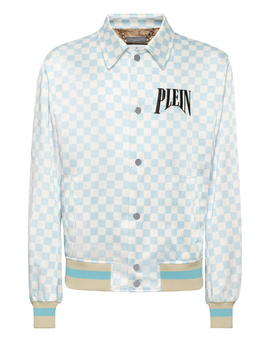 Philipp Plein Satin Coster Jacket 淡藍白棋盤格緞面外套 男款正面
