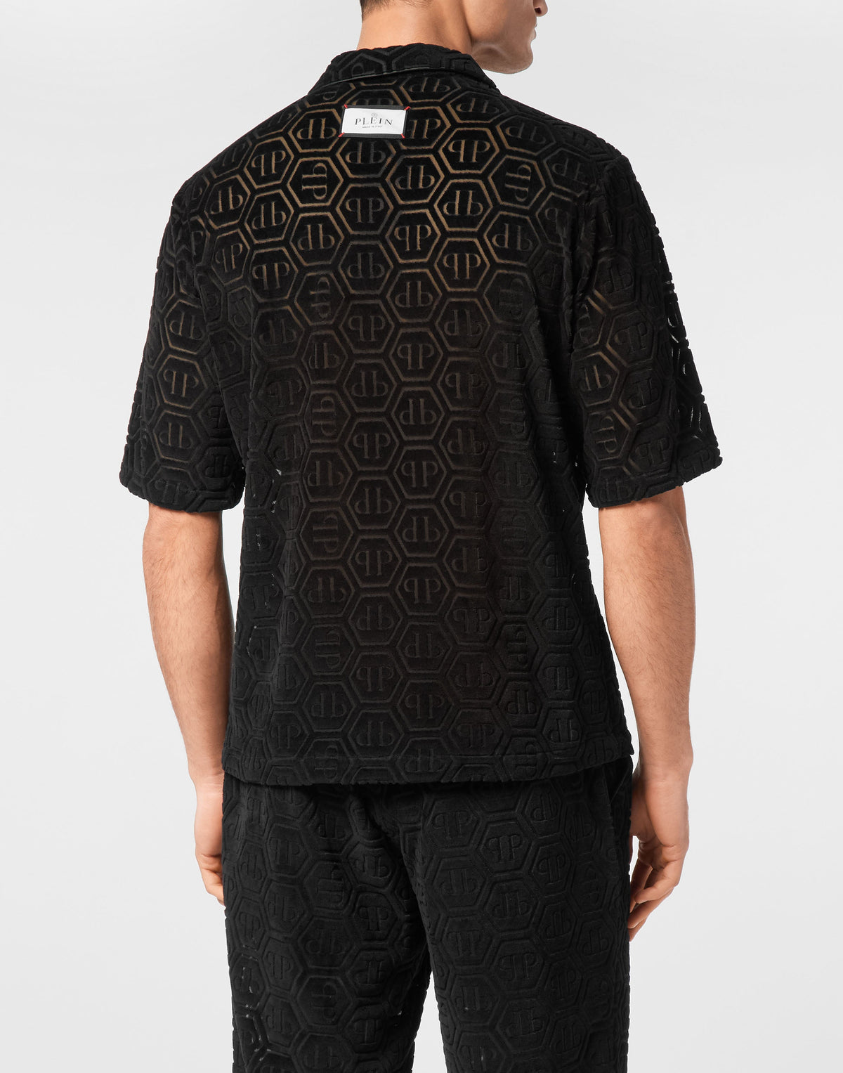 Philipp Plein Fit Jacquard Monogram 黑色款側面修身版型展示