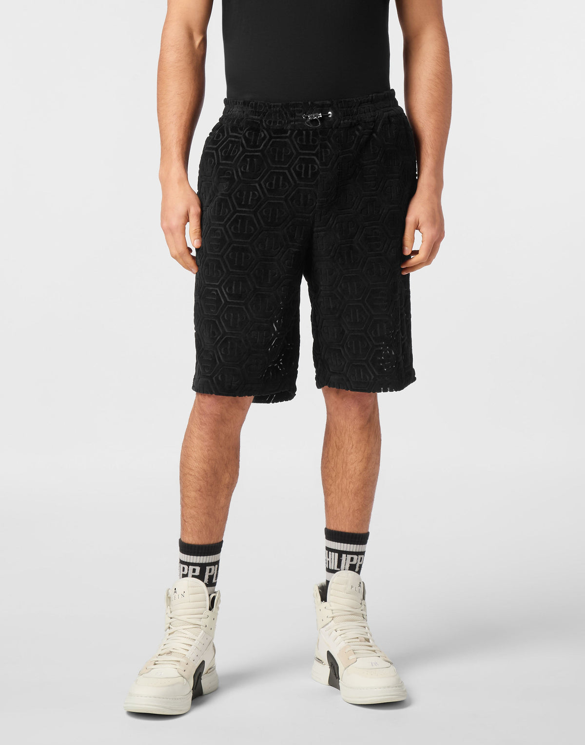 Philipp Plein Cool Kid Jacquard 滿版六角毛圈絨面立體浮雕紋路細節特寫