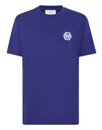 Philipp Plein Jersey T-shirt Iconic Plein 寶藍色白色六角PP徽章圓領T恤 男款正面