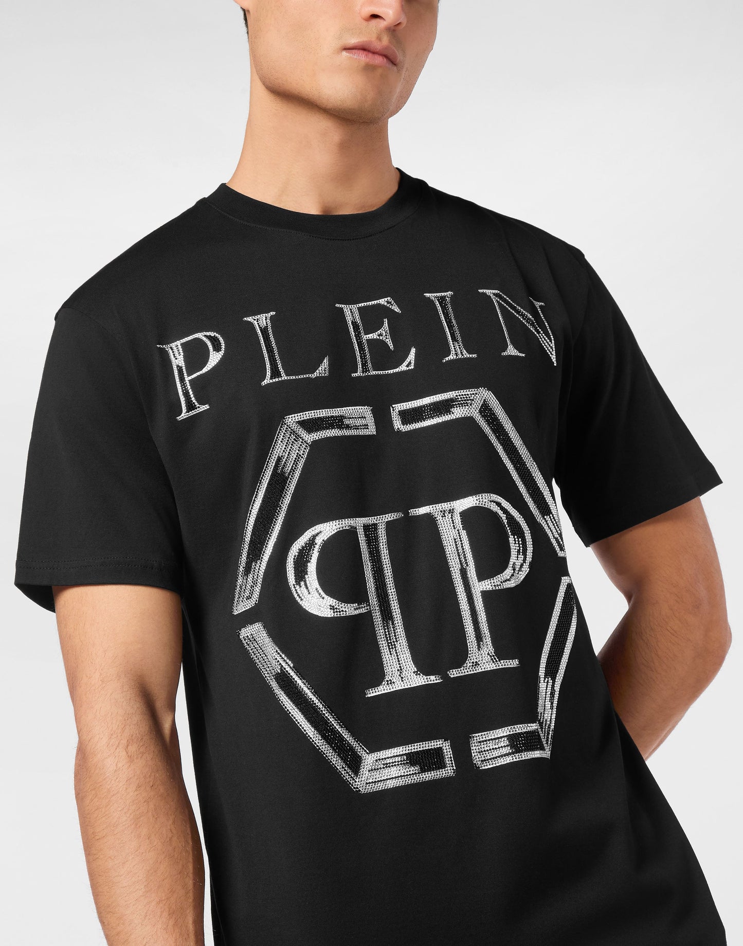 Jersey T-shirt Round Neck SS Strass Hexagon-YC Group|Luxury Fashion