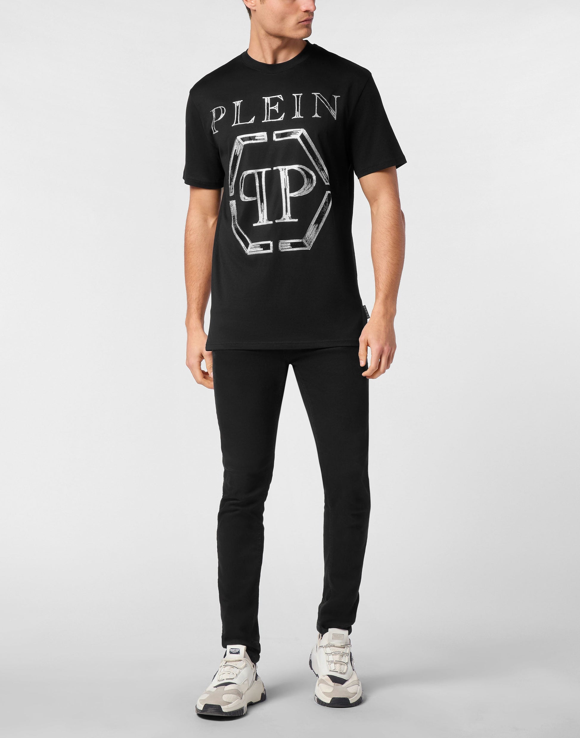 Jersey T-shirt Round Neck SS Strass Hexagon-YC Group|Luxury Fashion