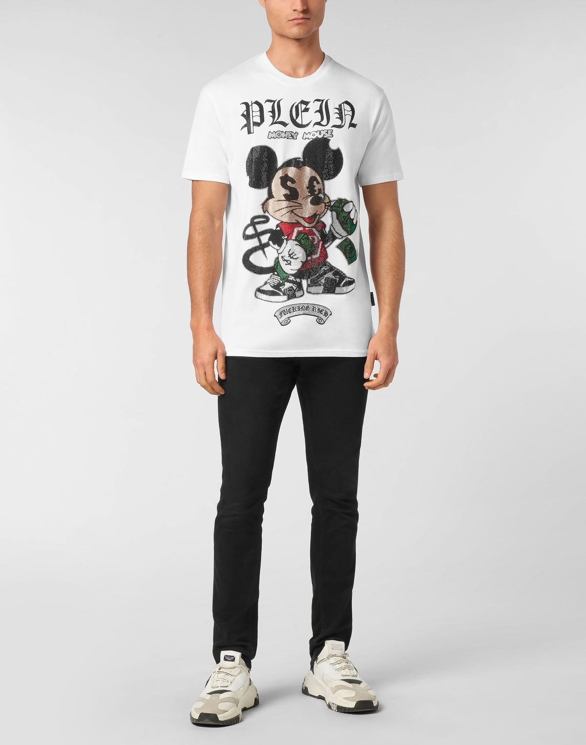 Philipp Plein Jersey T-shirt Money Mouse 男款穿搭示範 189cm L號