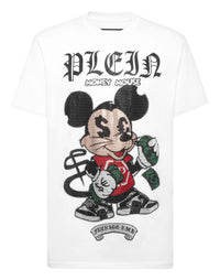 Philipp Plein Jersey T-shirt Strass Money Mouse 白色米奇刺繡水鑽哥德字T恤 男款正面