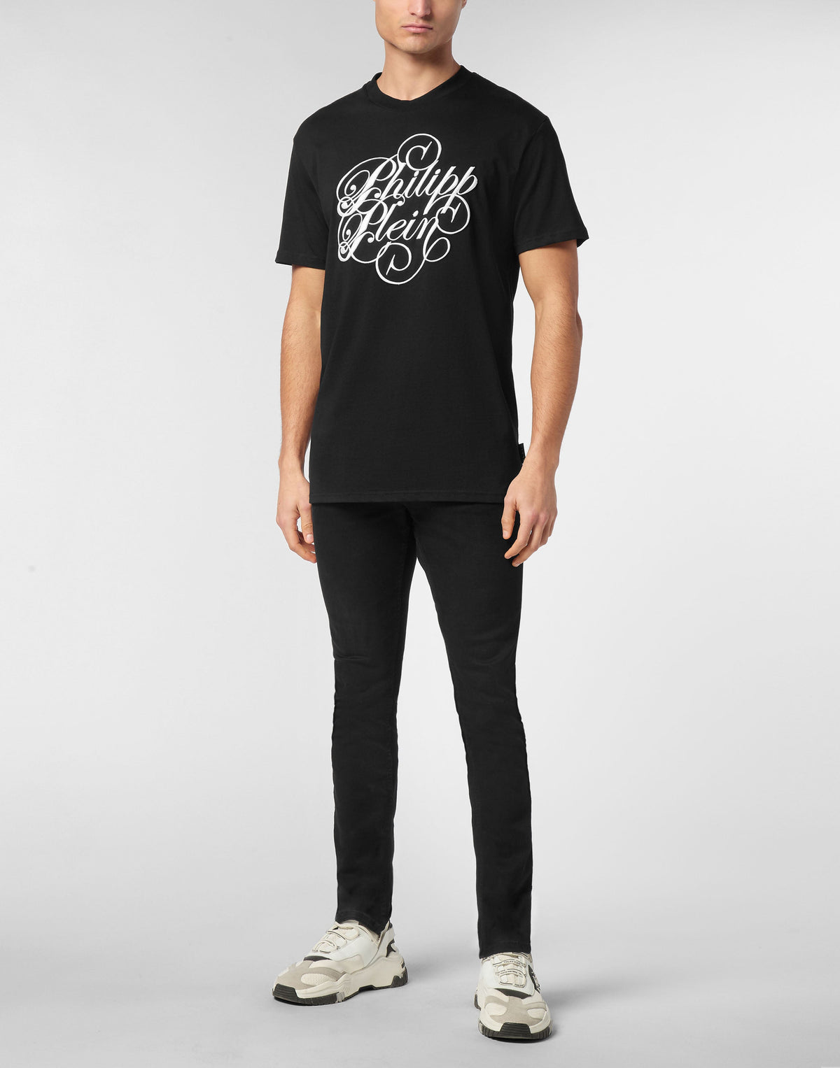 Philipp Plein T-shirt Plein Coursive 男款黑色T恤穿搭示範 189cm L號