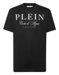 Philipp Plein T-shirt Club The Course 黑色白色PLEIN大字Cote d'Azur草書印花圓領T恤 男款正面