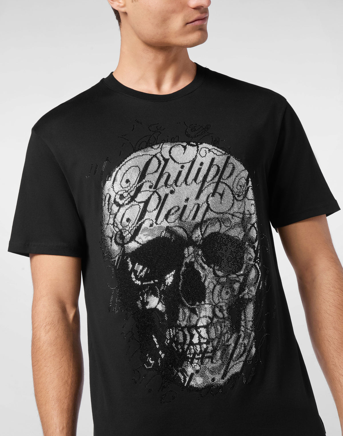 Philipp Plein Skull Coursive 骷髏內部Philipp Plein花體草書紋理細節特寫