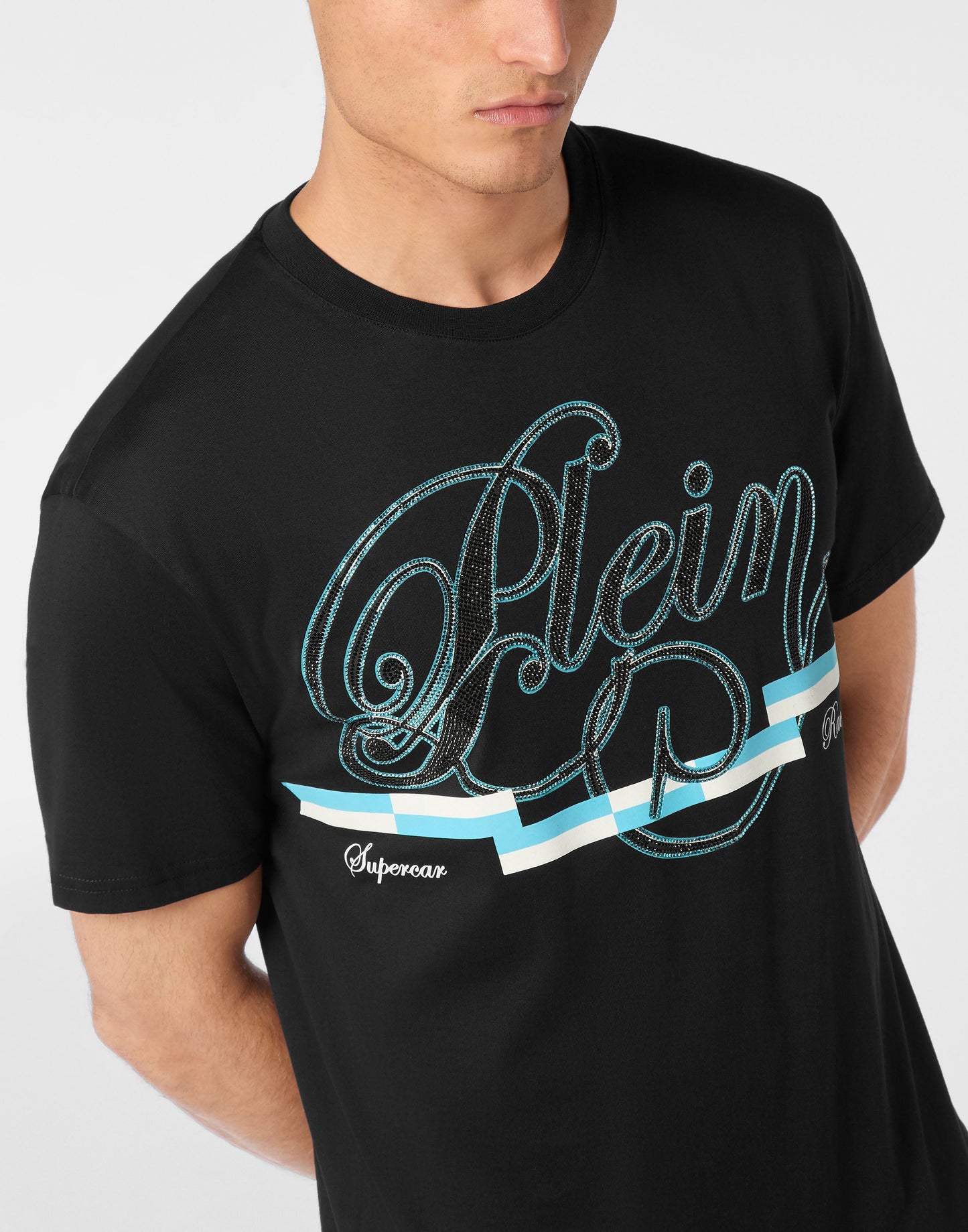 Philipp Plein Coursive Border 男款黑色T恤穿搭示範 189cm L號