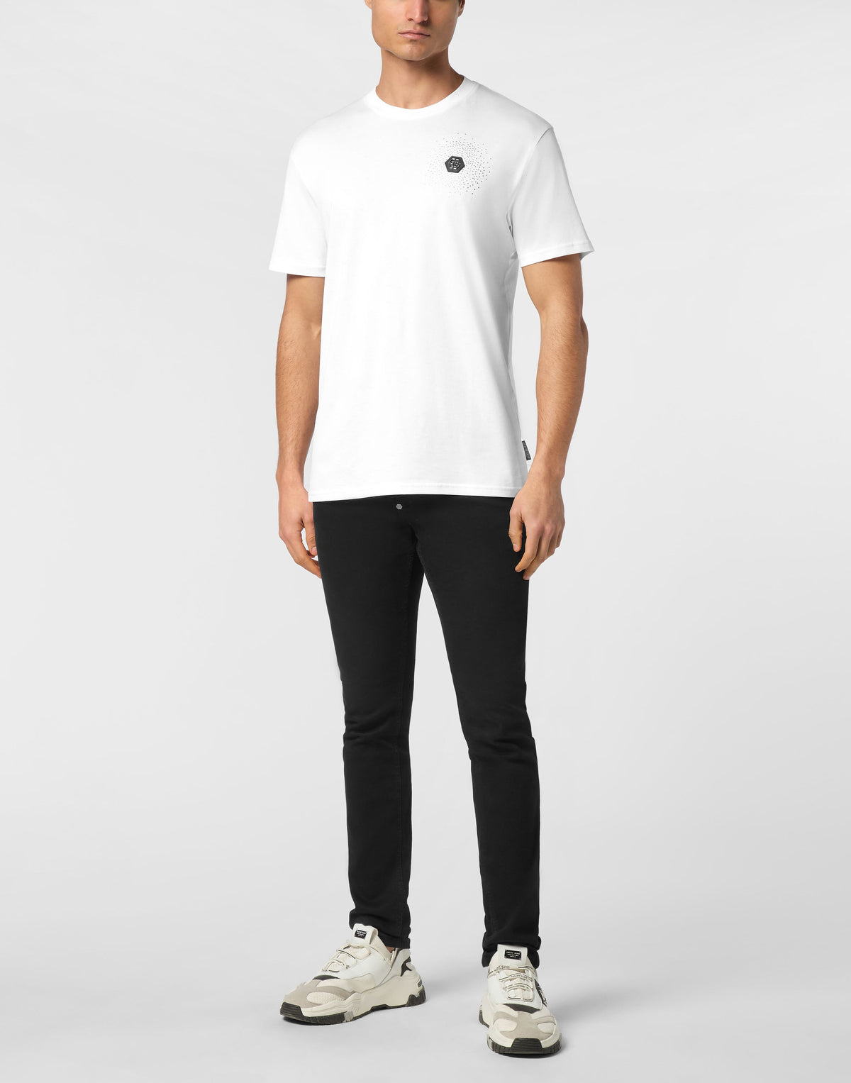 Philipp Plein Bling Strass 男款白色水鑽T恤穿搭示範 189cm L號