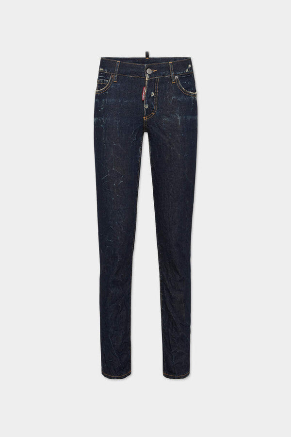 DSQUARED2 DARK CRINKLE WASH MEDIUM WAIST JENNIFER JEANS