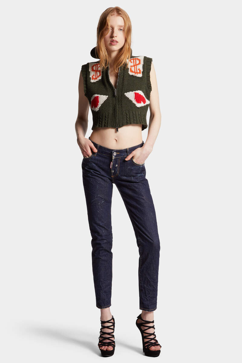 DSQUARED2｜DARK CRINKLE WASH MEDIUM WAIST JENNIFER JEANS 女款牛仔褲