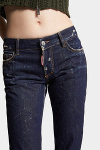 DSQUARED2｜DARK CRINKLE WASH MEDIUM WAIST JENNIFER JEANS 女款牛仔褲