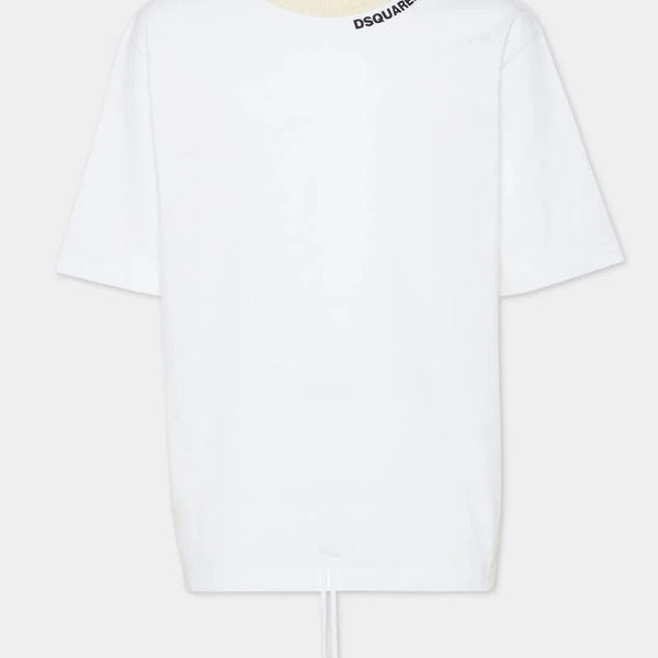 DSQUARED2｜WASH LOOSE FIT DRAWSTRING HEM T-SHIRT 男款T恤