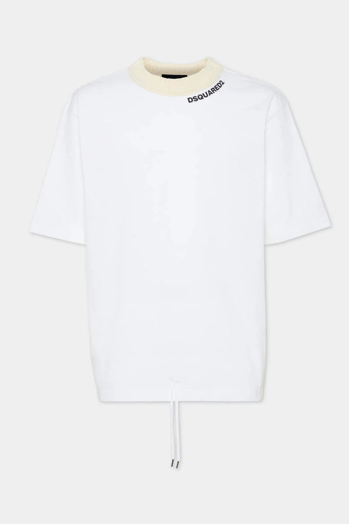 DSQUARED2｜WASH LOOSE FIT DRAWSTRING HEM T-SHIRT 男款T恤
